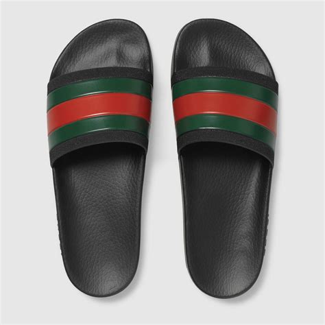 men gucci black slides|men's gucci slides size 10.